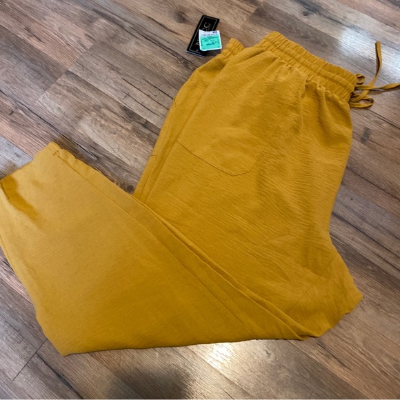 Plus Size 3x pants Draw String Bottoms Mustard - Picture 2 of 6